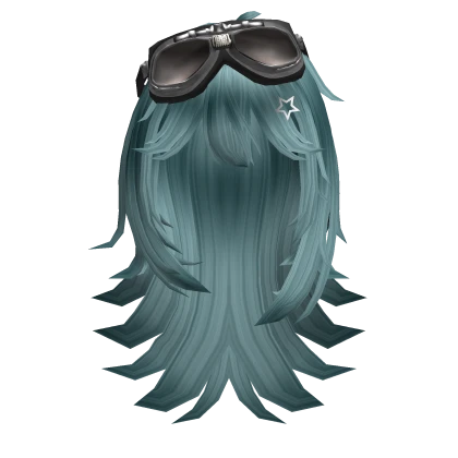 ♡ Emo Y2k Spiky Hair W/Goggles in Blue