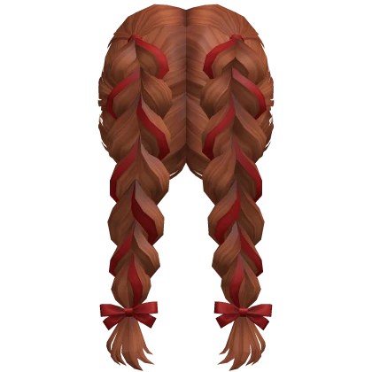 Double Heart Braids w/ Red Christmas Bows (ginger)