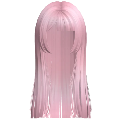 silky straight long hime cut hair w bangs pink