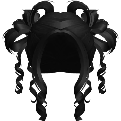 Messy Elegant Updo Curly Double Buns in Black