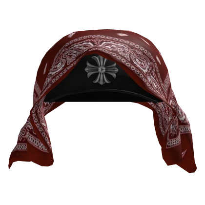 Black Chrome Fitted Cap w Red Bandana