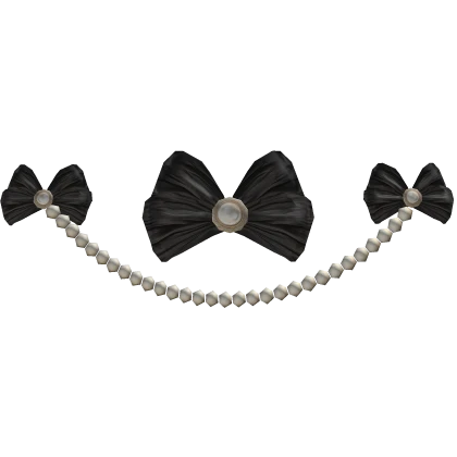 Rococo Renaissance Elegant Bow Pearl Chain Black