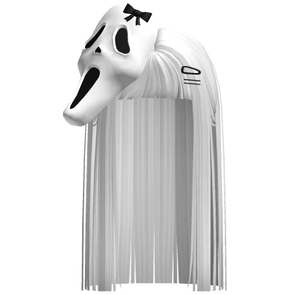 Emo Hime Hair w/ Screaming Ghost Mask (White)