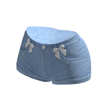 Cutesy Bow Denim Shorts white