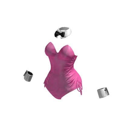 Y2K Bunny Corset Bodysuit in Hot Pink