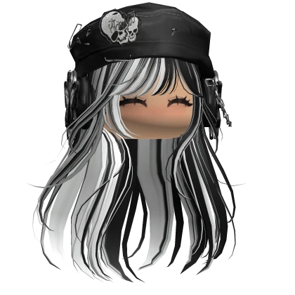 Black&White Straight Hair W/ Beret & Blush