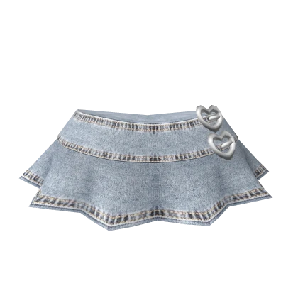 💙Chibi Doll - Light denim skirt with heart pins