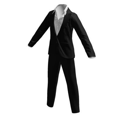 Black Tieless Business Buttoned Boss Suit