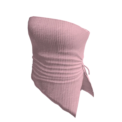 Pink Knitted Ribbed Strapless Top