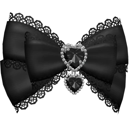 black jirai kei lace double heart bow