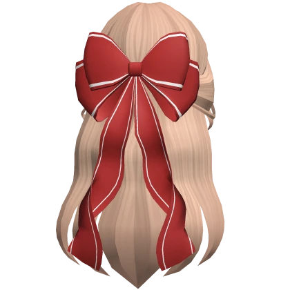 Christmas Wavy Clean Hair w/ Big Red Bow in Blonde
