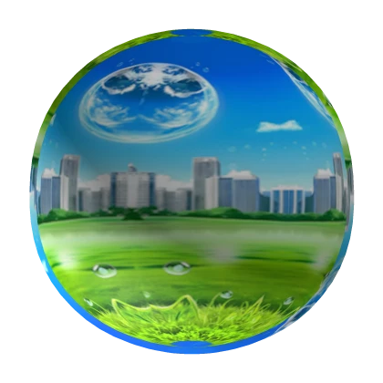 Frutiger Aero Eco City Head Globe🫧🌍🌿🐠🌐