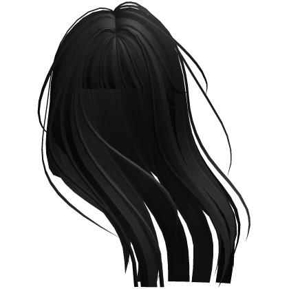 Black Wind-Blown Anime Hime Cut Hair