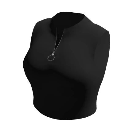 Basic Baddie Crop Top w/ zip Black