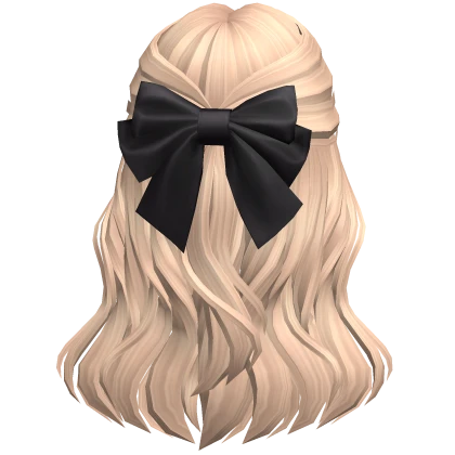 Soft Flowy Half up Hair w/ Black Bow (Blonde)