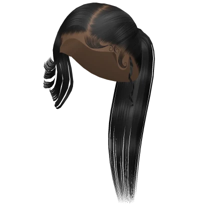 Long Ponytail w Side Bang in Black