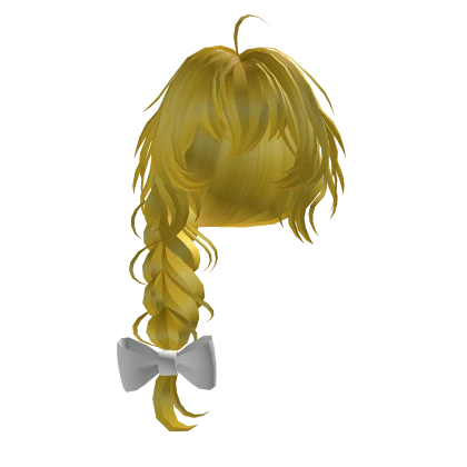 Yellow Anime Ponytail Braid (White Bow)