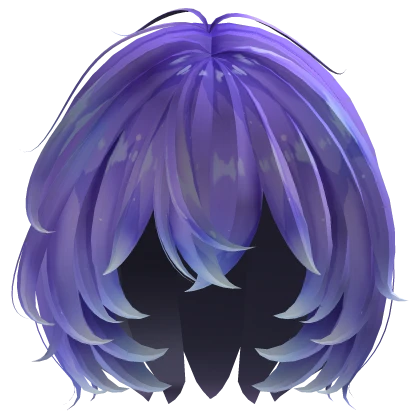 Fluffy Short Wolf Cut Hair - Messy Purple Blue
