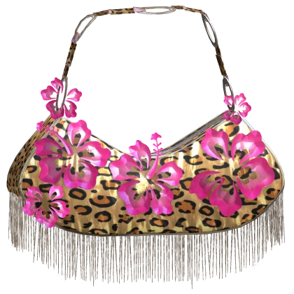 Tropical Cheetah Pink Leopard Hibiscus Gyaru Bag