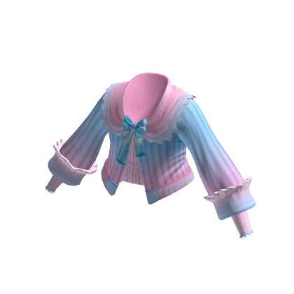 Pink & Blue Crop Top w/ Ruffles & Bow