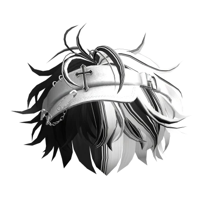 White&Black Messy Hair w/ Y2k Punk Visor