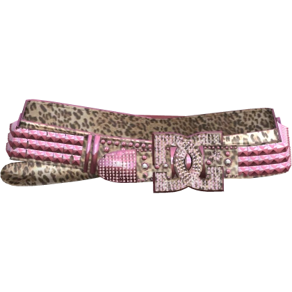 Y2K Gyaru DC Rhinestone Pink Leopard McBling Belt