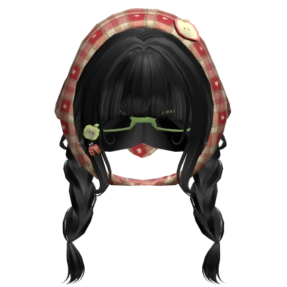 ♡ Igari Black Braided Low Pigtails & Igari Bandana