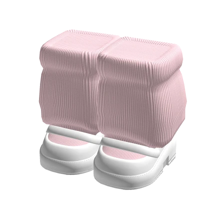 Cute White Platform Shoes w/ Pink Leg Warmers 3.0