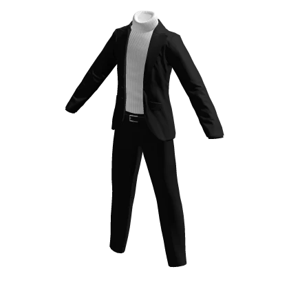 Black Suit w/ White Turtleneck (Open)