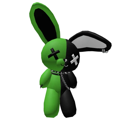 Huge Green and Black Fluffy Bunny Plushie