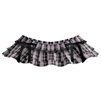 ⸸꒱ layered ruffle plaid skirt pink and black 3.0