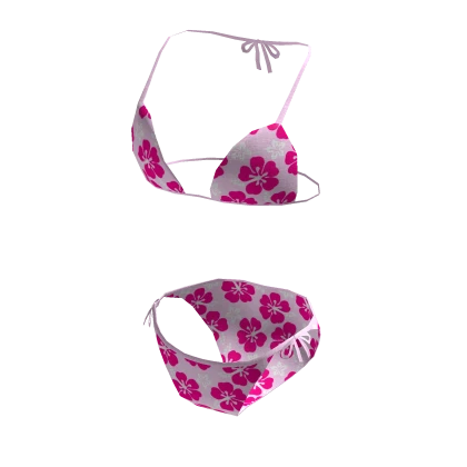 Pink Summer Hibiscus Bikini Swimsuit