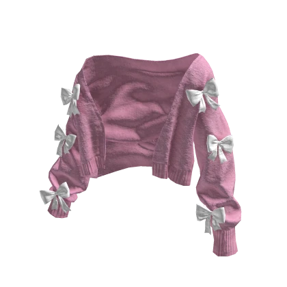 BB Pink Off Shoulder Knitted Sweater w/ Bows 🫐