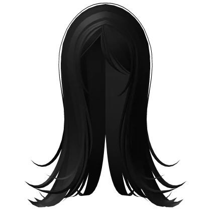 sweet cute emo flowy long hair black