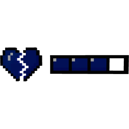 Dark Blue Broken Heart 8-Bit Health Bar