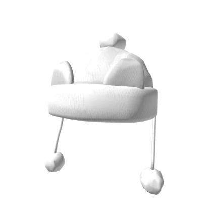 Bear Ears Fuzzy Beanie White