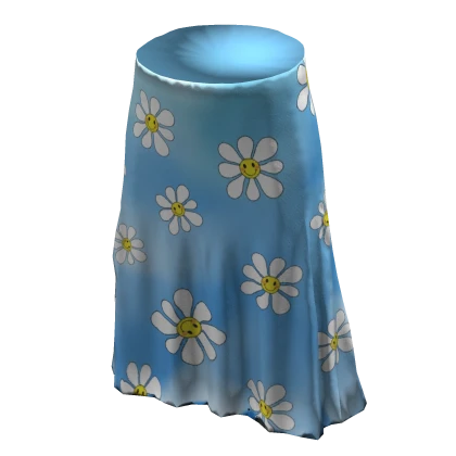 Blue Tie Dye Floral Skirt