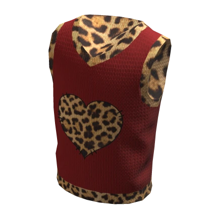 Leopard Print Heart Knit Vest