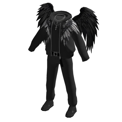Streetwear Outfit with Chains & Black Demon Wings