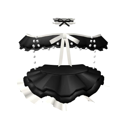 🎀3.0 Cute black ruffled skirt set w pearls