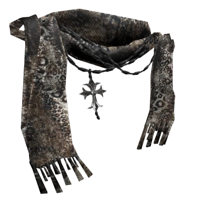 Leopard textured Chrome scarf w pendant