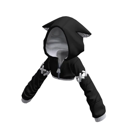 Crop Kitty Hoodie Monochrome