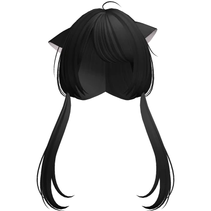♡ : kawaii kitty pigtails in black