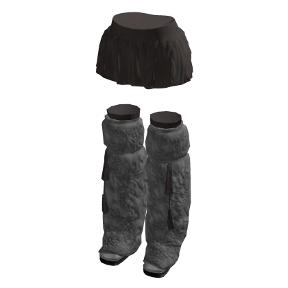 Black Skirt W/ Gray Fur Boots