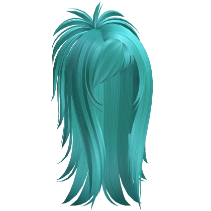 Messy Emo Ponytail Hair in Cyan Blue