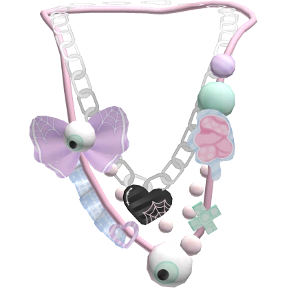 pastel goth harajuku creepy cute bow eyes necklace