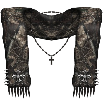 Camo Vintage Ratty Worn Scarf w/ Rosary