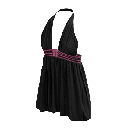 ♕ 2000s Prom Versatile Halter Dress in Black Pink