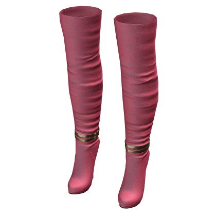 High Heel Leather Boots - Pink