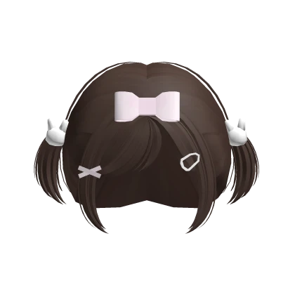♡ : kawaii brown baby bunny pigtails w/ bow